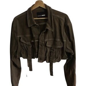 Fashion Nova Dark Brown Utility Jacket